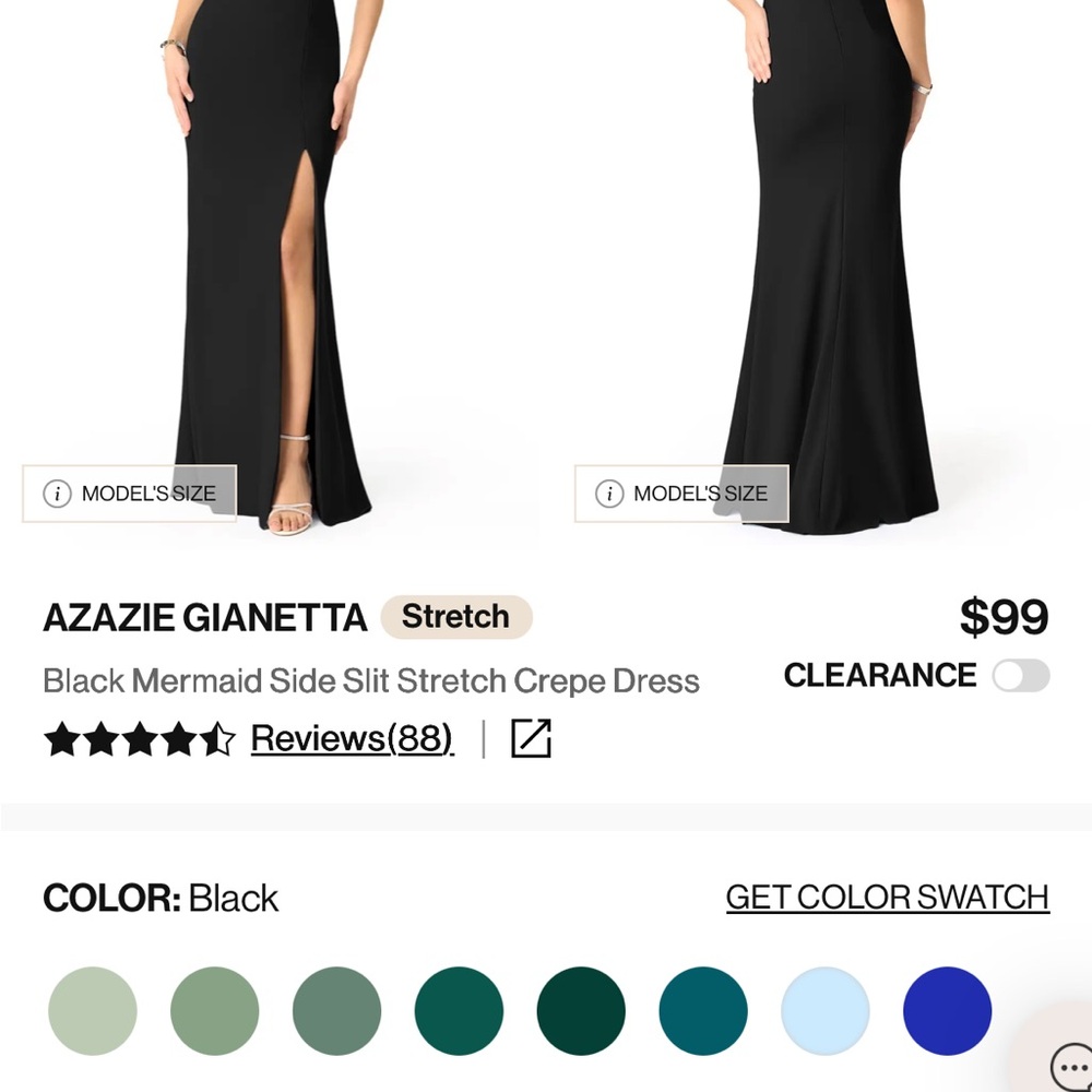 Azazie Black Mermaid Dress with Side Slit